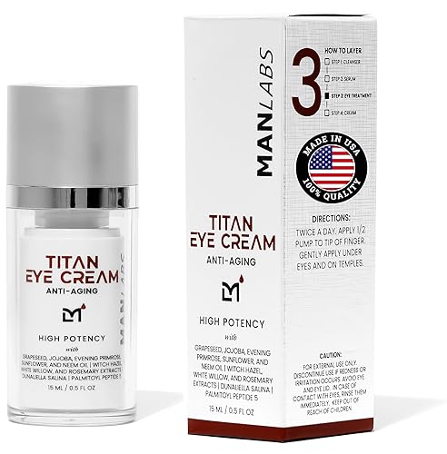 TITAN ANTI-AGING EYE CREAM FOR MEN DARK CIRCLES, PUFFINESS EYE BAGS TREATMENT UNSCENTED