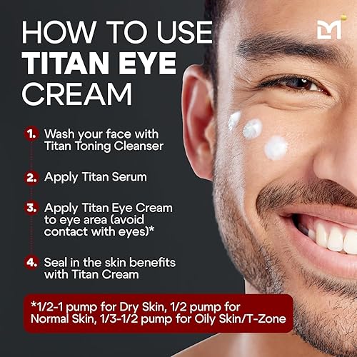TITAN ANTI-AGING EYE CREAM FOR MEN DARK CIRCLES, PUFFINESS EYE BAGS TREATMENT UNSCENTED