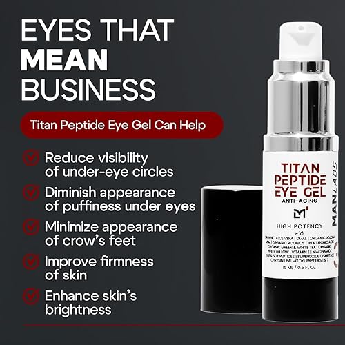 TITAN PEPTIDE COOLING EYE GEL FOR MEN ANTI-AGING, DARK CIRCLES PUFFY EYES TREATMENT