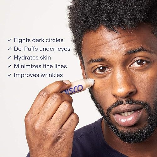DISCO MENS EYE BAG TREATMENT ROLLER SERUM WITH NATURAL CAFFEINE ANTI-AGING, REDUCES PUFFINESS, WRINK