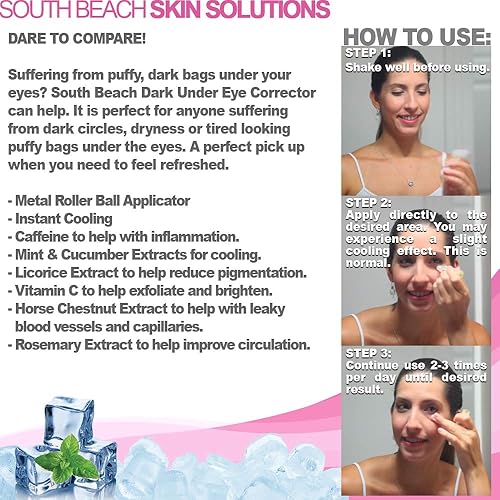 SOUTH BEACH DARK UNDER EYE CORRECTOR NATURAL ANTI-AGING CREAM FOR DARK CIRCLES PUFFINESS