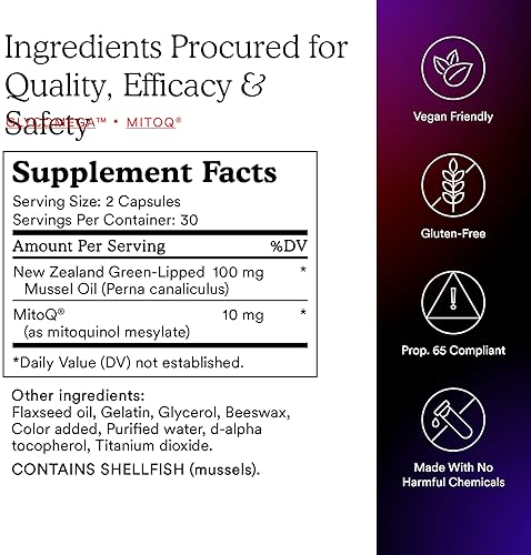 MITOQ JOINT ADVANCED COQ10 SUPPLEMENT WITH MITOQUINOL GREEN LIPPED MUSSEL - 60 SOFTGELS