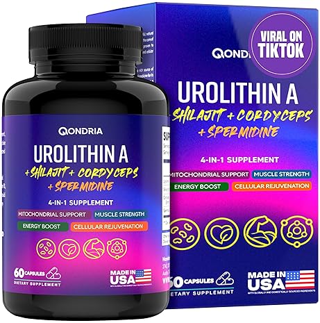 QONDRIA UROLITHIN A 500MG WITH SPERMIDINE, SHILAJIT CORDYCEPS CELLULAR ENERGY HEALTHY AGING