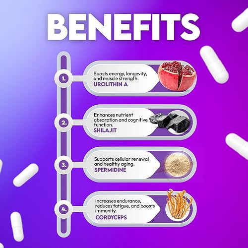 QONDRIA UROLITHIN A 500MG WITH SPERMIDINE, SHILAJIT CORDYCEPS CELLULAR ENERGY HEALTHY AGING