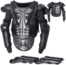 STARKNIGHTMT KIDS MOTORCYCLE ARMOR SUIT - TEEN DIRT BIKE PROTECTIVE GEAR FOR CYCLING MORE BLACK