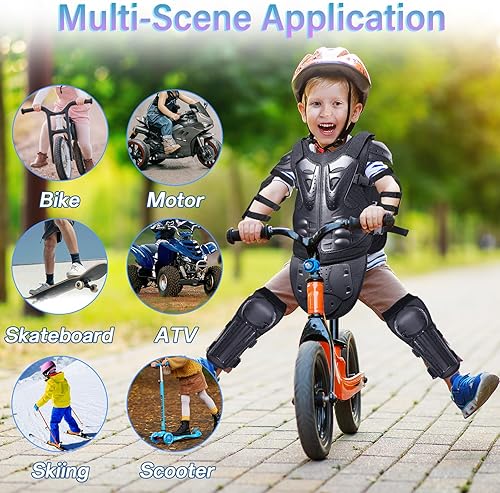 STARKNIGHTMT KIDS MOTORCYCLE ARMOR SUIT - TEEN DIRT BIKE PROTECTIVE GEAR FOR CYCLING MORE BLACK