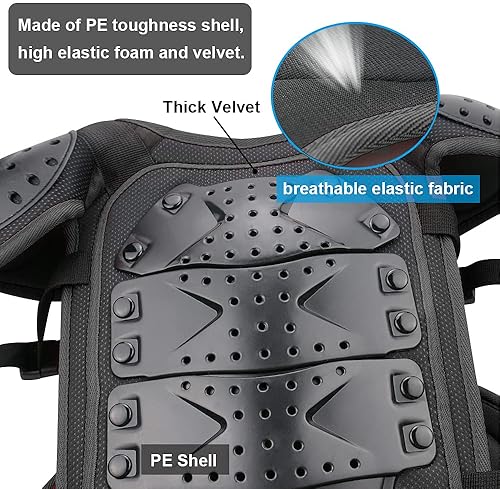 STARKNIGHTMT KIDS MOTORCYCLE ARMOR SUIT - TEEN DIRT BIKE PROTECTIVE GEAR FOR CYCLING MORE BLACK