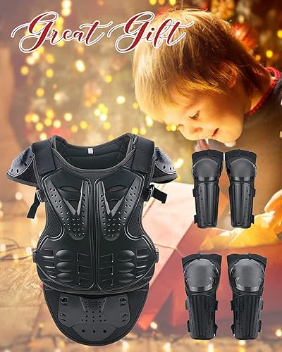 STARKNIGHTMT KIDS MOTORCYCLE ARMOR SUIT - TEEN DIRT BIKE PROTECTIVE GEAR FOR CYCLING MORE BLACK