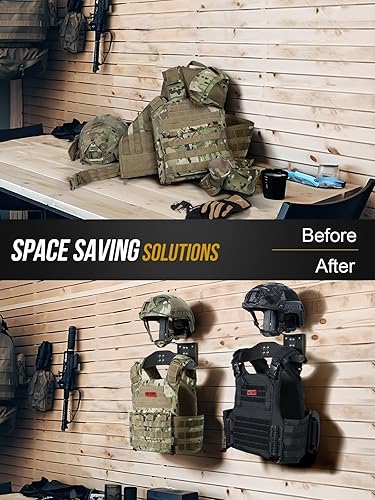 ONETIGRIS MOTORCYCLE HELMET WALL MOUNT TACTICAL GEAR HOLDER - SOLID WOOD RACK ORGANIZER