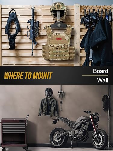 ONETIGRIS MOTORCYCLE HELMET WALL MOUNT TACTICAL GEAR HOLDER - SOLID WOOD RACK ORGANIZER