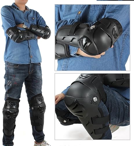 GES 4PCS ADJUSTABLE KNEE ELBOW PADS PROTECTIVE ARMOR FOR MOTORCYCLE CYCLING RACING ADULTS