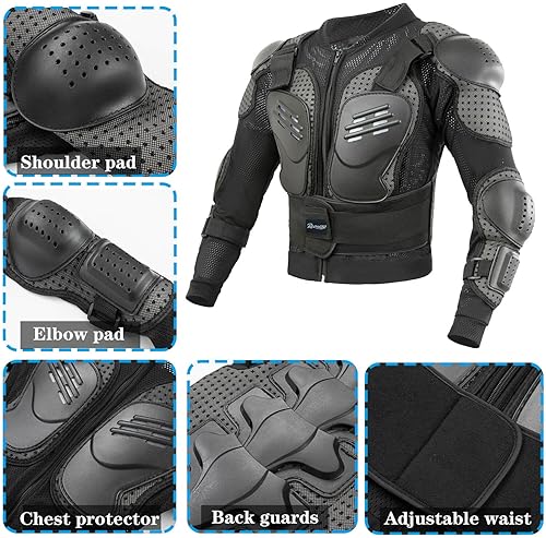 REOMOTO KIDS MOTORCYCLE JACKET FULL BODY ARMOR FOR DIRT BIKE MTB ATV CYCLING SKI SKATE