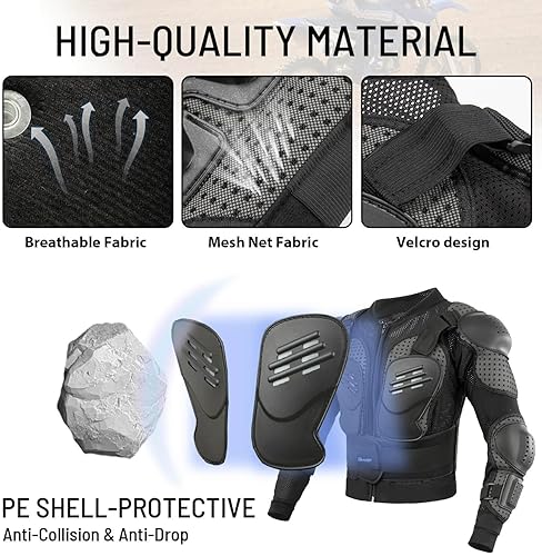 REOMOTO KIDS MOTORCYCLE JACKET FULL BODY ARMOR FOR DIRT BIKE MTB ATV CYCLING SKI SKATE