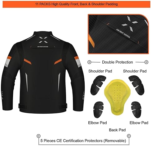 FTX MENS MOTORCYCLE JACKET - FULL BODY ARMOR, CORDURA TEXTILE PROTECTIVE GEAR
