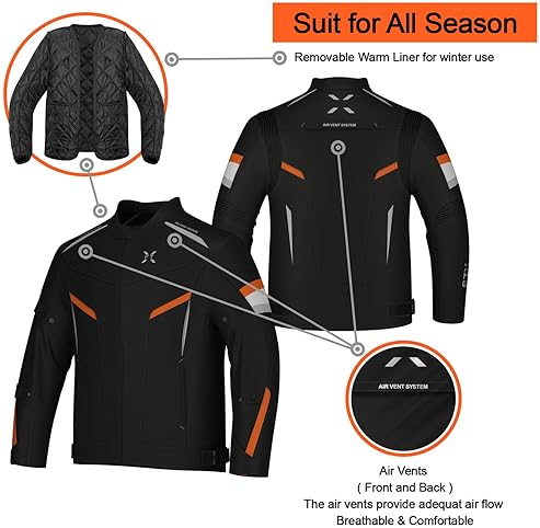 FTX MENS MOTORCYCLE JACKET - FULL BODY ARMOR, CORDURA TEXTILE PROTECTIVE GEAR