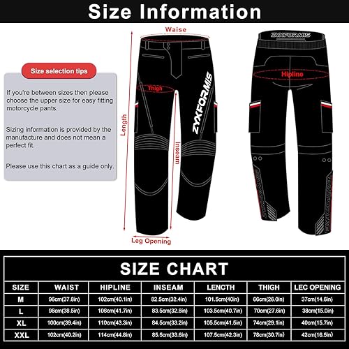 ZYXFORMIS MEN S WATERPROOF WINDPROOF MOTORCYCLE RIDING PANTS WITH REMOVABLE ARMOR ALL SEASON WHITE