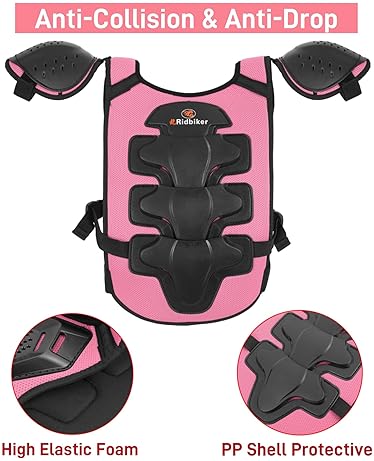 RIDBIKER YOUTH DIRT BIKE ARMOR VEST WITH CHEST PROTECTOR, KNEE ELBOW PADS KIDS MOTOCROSS GEAR