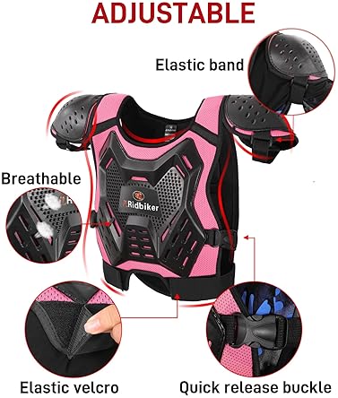 RIDBIKER YOUTH DIRT BIKE ARMOR VEST WITH CHEST PROTECTOR, KNEE ELBOW PADS KIDS MOTOCROSS GEAR