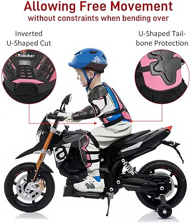RIDBIKER YOUTH DIRT BIKE ARMOR VEST WITH CHEST PROTECTOR, KNEE ELBOW PADS KIDS MOTOCROSS GEAR