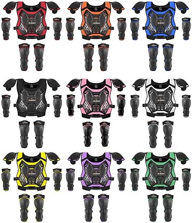 RIDBIKER YOUTH DIRT BIKE ARMOR VEST WITH CHEST PROTECTOR, KNEE ELBOW PADS KIDS MOTOCROSS GEAR