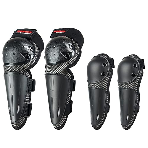 BOSHIJIE REOMOTO KIDS DIRT BIKE ELBOW KNEE PADS - ADJUSTABLE MOTOCROSS PROTECTION FOR MTB ATV SKATE