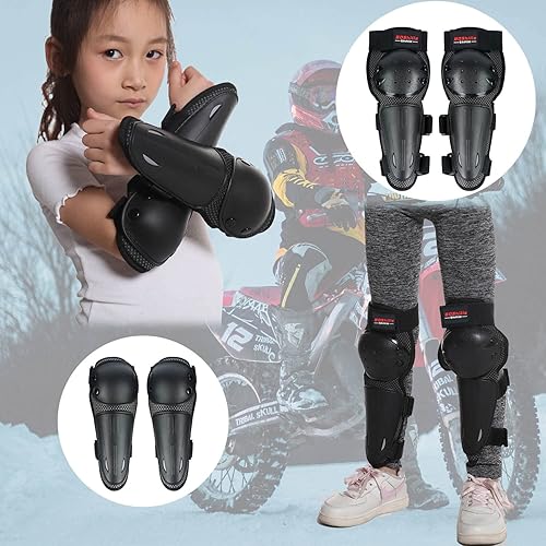 BOSHIJIE REOMOTO KIDS DIRT BIKE ELBOW KNEE PADS - ADJUSTABLE MOTOCROSS PROTECTION FOR MTB ATV SKATE