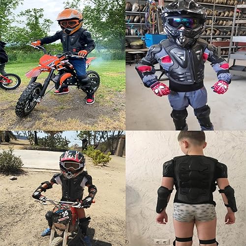 BOSHIJIE REOMOTO KIDS DIRT BIKE ELBOW KNEE PADS - ADJUSTABLE MOTOCROSS PROTECTION FOR MTB ATV SKATE