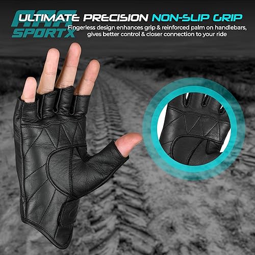 AASPORTX MENS LEATHER MOTORCYCLE GLOVES WITH TOUCHSCREEN NON-SLIP PADS FOR MEN WOMEN