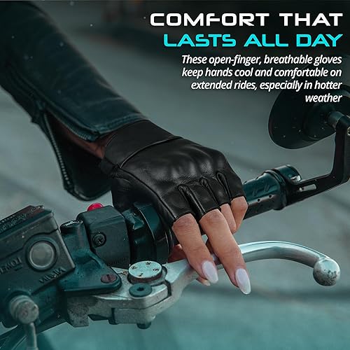 AASPORTX MENS LEATHER MOTORCYCLE GLOVES WITH TOUCHSCREEN NON-SLIP PADS FOR MEN WOMEN