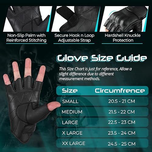 AASPORTX MENS LEATHER MOTORCYCLE GLOVES WITH TOUCHSCREEN NON-SLIP PADS FOR MEN WOMEN