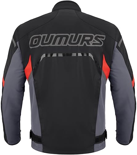 OUMURS MOTORPARTS MEN S WATERPROOF MOTORCYCLE JACKET WITH CE ARMOR, FOAM PADDING BREATHABLE RIDING GEAR