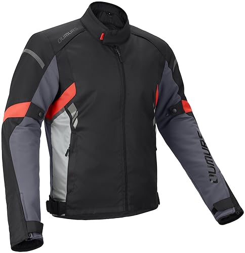 OUMURS MOTORPARTS MEN S WATERPROOF MOTORCYCLE JACKET WITH CE ARMOR, FOAM PADDING BREATHABLE RIDING GEAR