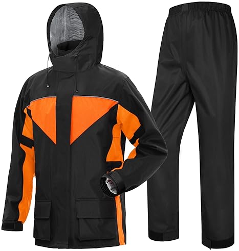 ICREEK WATERPROOF MOTORCYCLE RAIN SUIT FOR MEN WOMEN HIGH VISIBILITY STORMPROOF GEAR