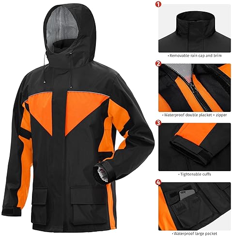 ICREEK WATERPROOF MOTORCYCLE RAIN SUIT FOR MEN WOMEN HIGH VISIBILITY STORMPROOF GEAR