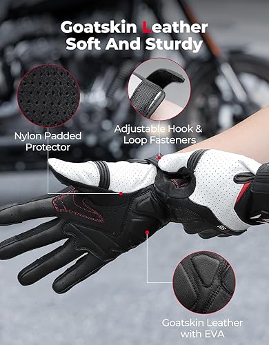 KEMIMOTO SHEEPSKIN LEATHER MOTORCYCLE GLOVES FOR MEN PROTECTIVE GLOVES FOR MOTOCROSS, DIRT BIKE, ATV