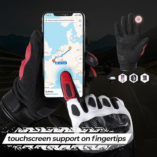 WTACTFUL GOATSKIN LEATHER MOTORCYCLE GLOVES WITH CARBON KNUCKLES FOR SUPERIOR PROTECTION