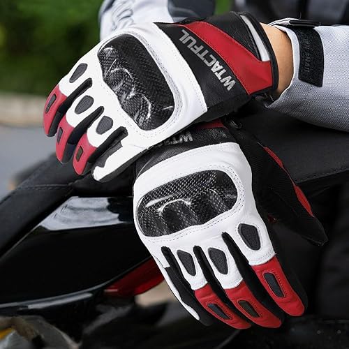 WTACTFUL GOATSKIN LEATHER MOTORCYCLE GLOVES WITH CARBON KNUCKLES FOR SUPERIOR PROTECTION