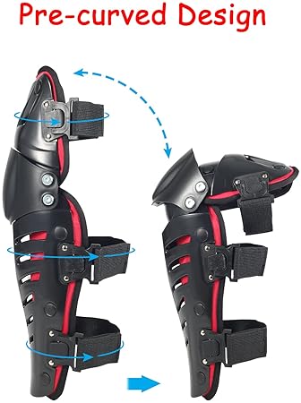 RIDBIKER ADJUSTABLE MOTORCYCLE KNEE SHIN GUARDS - BENDABLE CRASH-PROOF MTB KNEE PADS FOR MEN