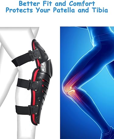 RIDBIKER ADJUSTABLE MOTORCYCLE KNEE SHIN GUARDS - BENDABLE CRASH-PROOF MTB KNEE PADS FOR MEN
