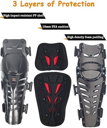 RIDBIKER ADJUSTABLE MOTORCYCLE KNEE SHIN GUARDS - BENDABLE CRASH-PROOF MTB KNEE PADS FOR MEN
