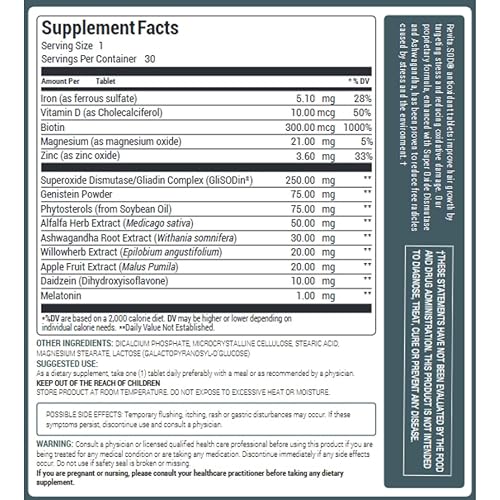 REVITA.SOD HAIR SUPPORT TABLETS ZINC, ASHWAGANDHA SOD FOR HAIR STRENGTH GROWTH