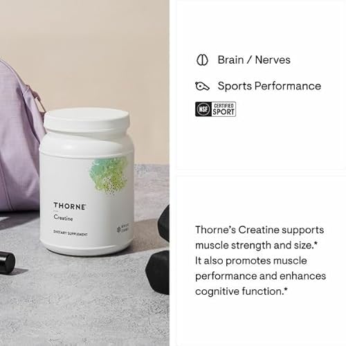 THORNE MICRONIZED CREATINE MONOHYDRATE POWDER 5G, 180 SERVINGS, NSF CERTIFIED, UNFLAVORED