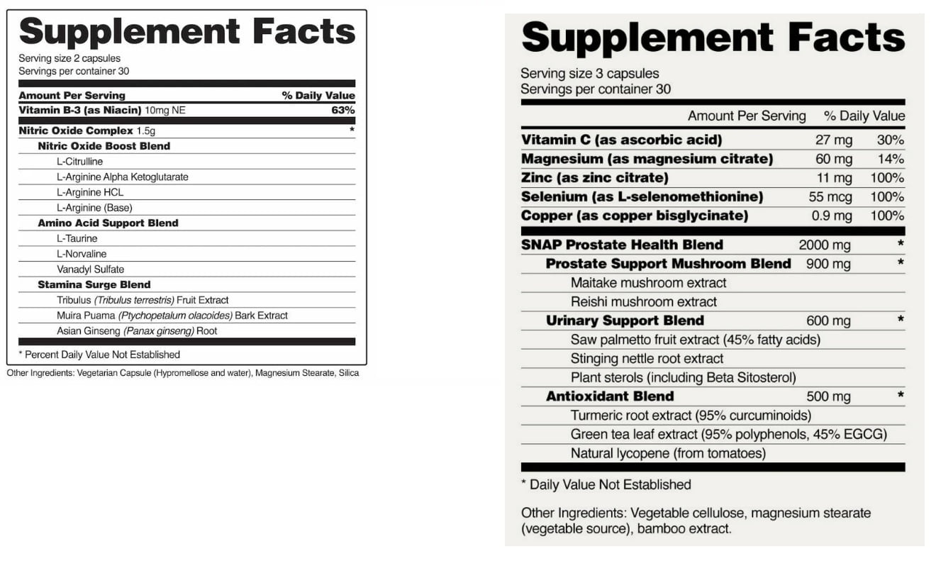 SNAP SUPPLEMENTS EXTRA STRENGTH PROSTATE BLADDER SUPPORT DIETARY SUPPLEMENT FOR MEN