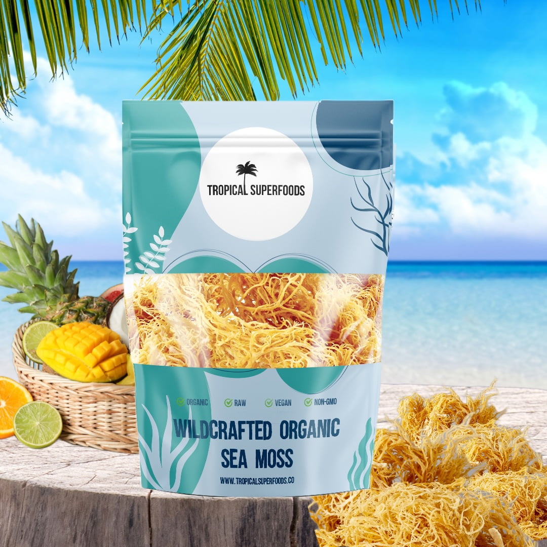 TROPICAL SUPERFOODS WILDCRAFTED ORGANIC SEA MOSS 4OZ MAKES 80OZ NUTRIENT-RICH SEA MOSS GEL