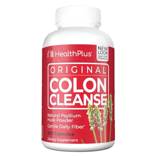 HEALTH PLUS COLON CLEANSE CAPSULES NATURAL PSYLLIUM HUSK FIBER FOR DIGESTION HEART HEALTH