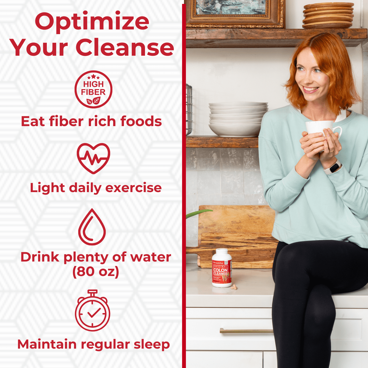HEALTH PLUS COLON CLEANSE CAPSULES NATURAL PSYLLIUM HUSK FIBER FOR DIGESTIVE HEART HEALTH