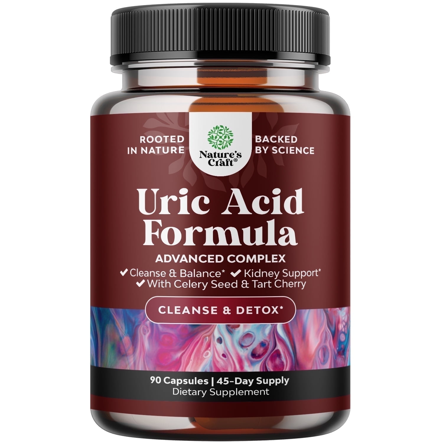 NATURES CRAFT HERBAL URIC ACID DETOX CAPSULES WITH TART CHERRY DAILY KIDNEY JOINT SUPPORT FOR MEN WOMEN