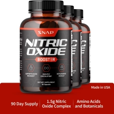 SNAP SUPPLEMENTS NITRIC OXIDE BOOSTER 1500MG - PREWORKOUT AMINO ACIDS, 60 CAPSULES, 3 PACK