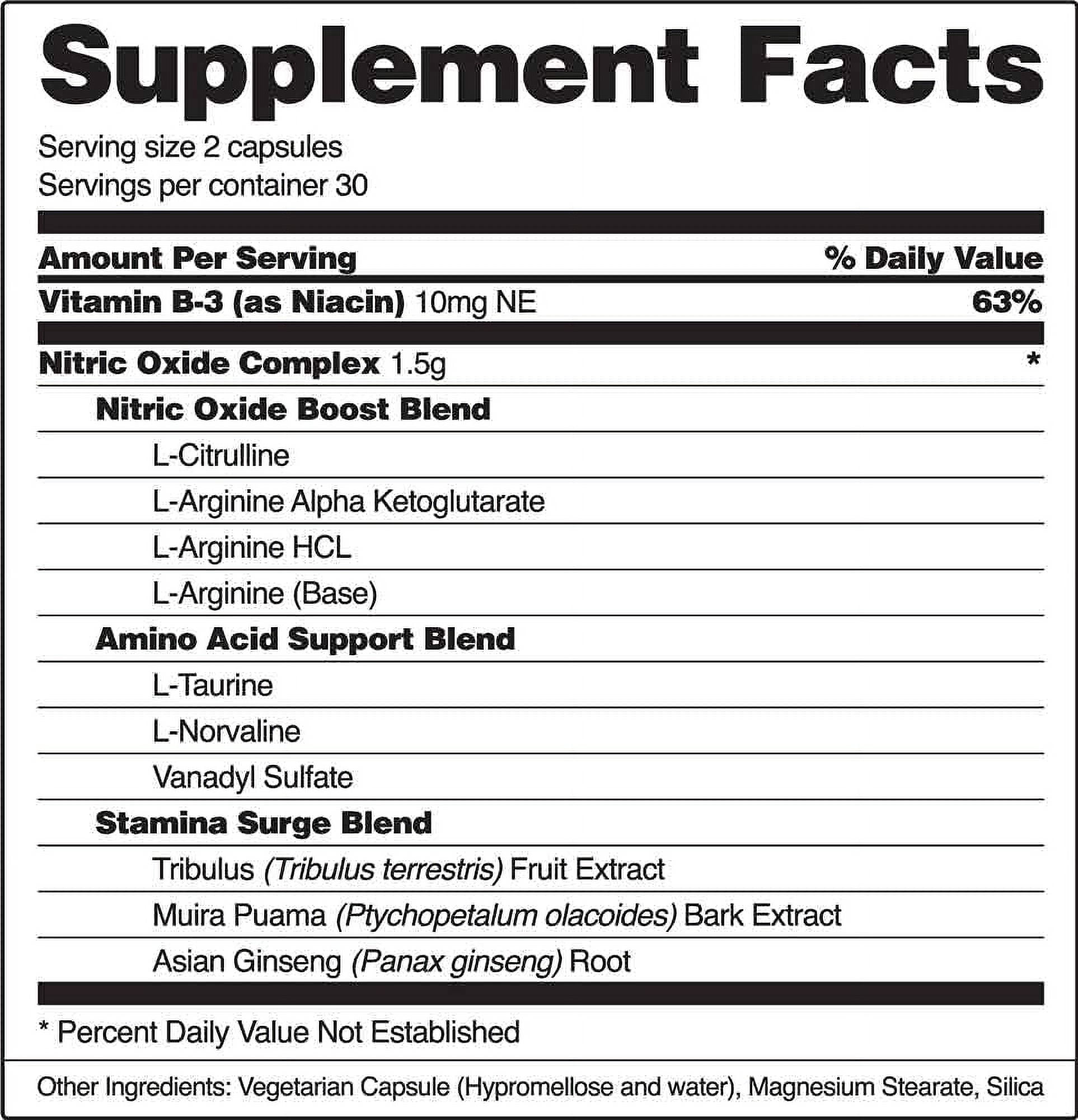 SNAP SUPPLEMENTS NITRIC OXIDE BOOSTER 1500MG - PREWORKOUT AMINO ACIDS, 60 CAPSULES, 3 PACK