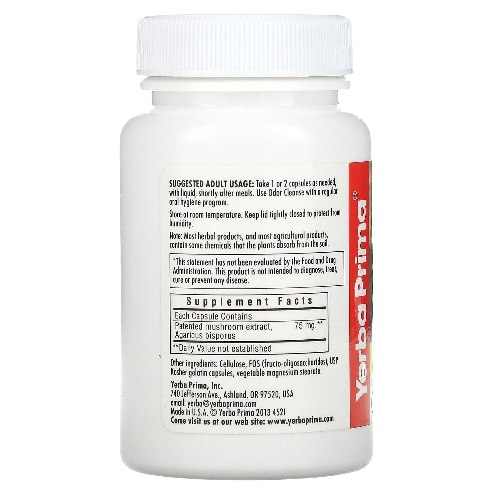 YERBA PRIMA ODOR CLEANSE 50 CAPSULES NATURAL DETOX SUPPLEMENT WITH PREMIUM EXTRACT